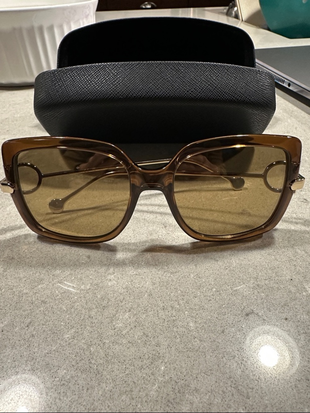 NEW Salvatore Ferragamo Gancio 55mm Square Brown Sunglasses